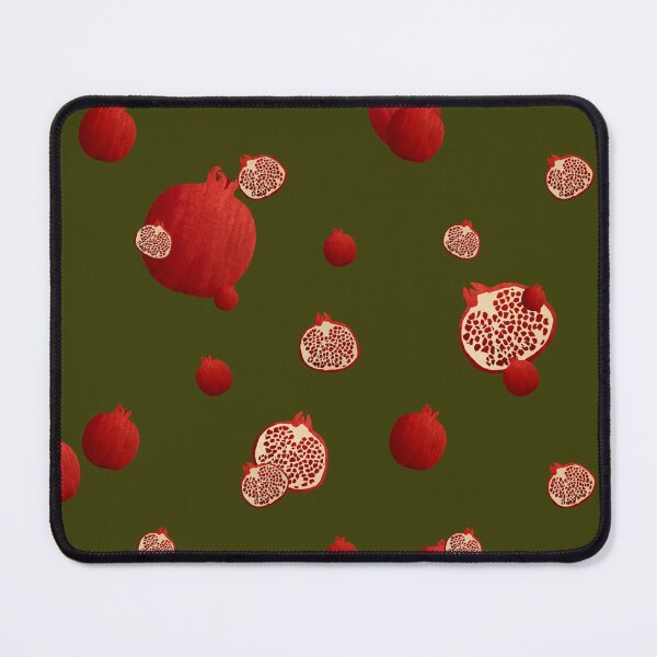 Item preview, Pomegranate red half ornate pattern a watercolor green designed and sold by Yana Mustafina | Boho Soulful Designs.