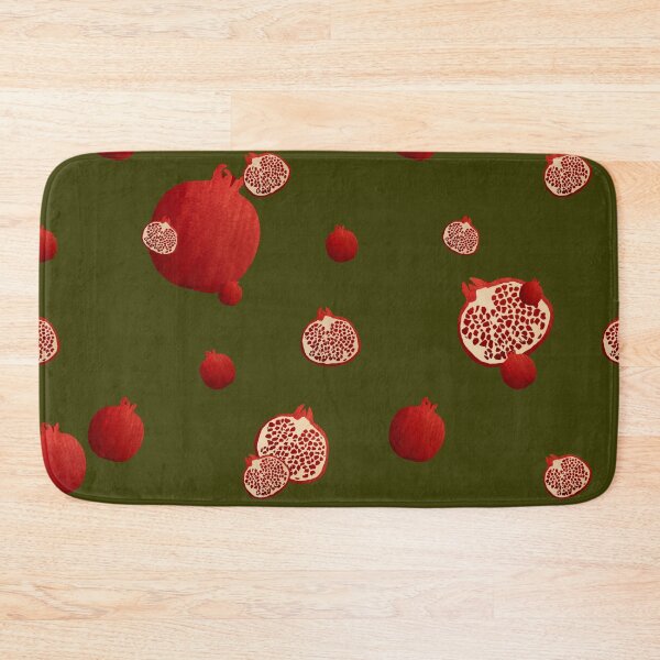 Item preview, Pomegranate red half ornate pattern a watercolor green designed and sold by Yana Mustafina | Boho Soulful Designs.