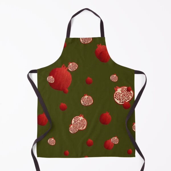 Item preview, Pomegranate red half ornate pattern a watercolor green designed and sold by Yana Mustafina | Boho Soulful Designs.