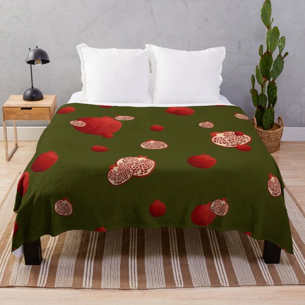 Item preview, Pomegranate red half ornate pattern a watercolor green designed and sold by Yana Mustafina | Boho Soulful Designs.