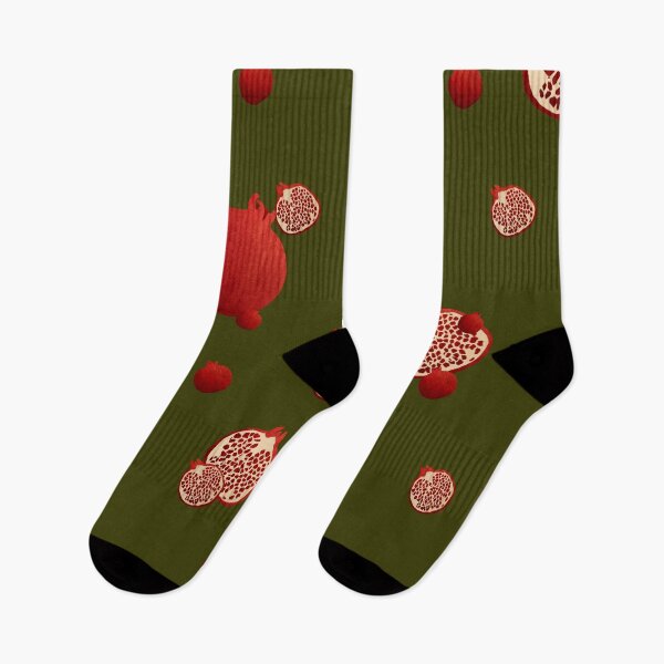 Item preview, Pomegranate red half ornate pattern a watercolor green designed and sold by Yana Mustafina | Boho Soulful Designs.