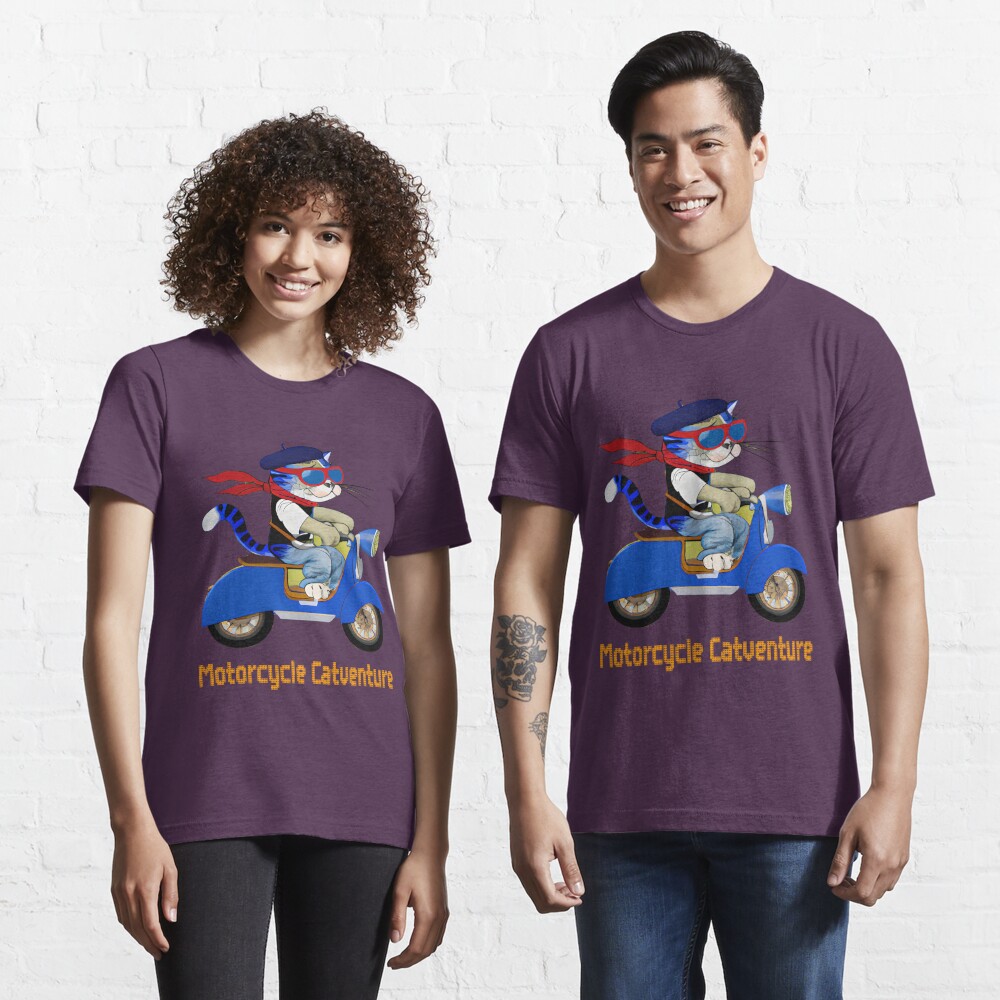 Motorcycle Catventure - Funny Cat on a Blue Motorcycle Kids T-Shirt by LV-creator