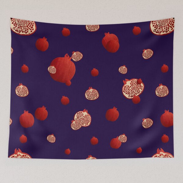 Item preview, Pomegranate red half ornate pattern a watercolor violet designed and sold by Yana Mustafina | Boho Soulful Designs.