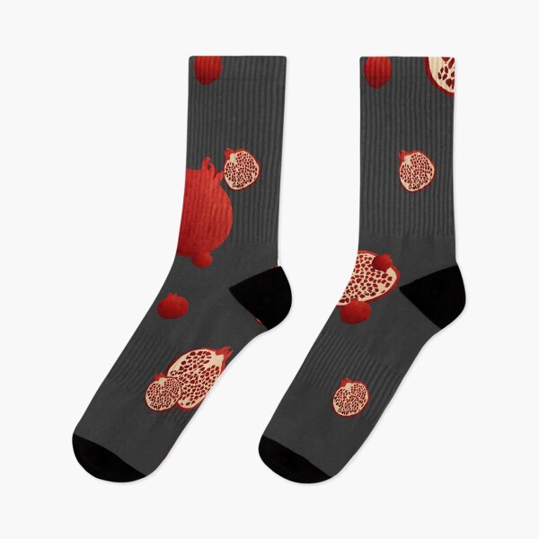 Item preview, Pomegranate red half ornate pattern a watercolor grey designed and sold by Yana Mustafina | Boho Soulful Designs.