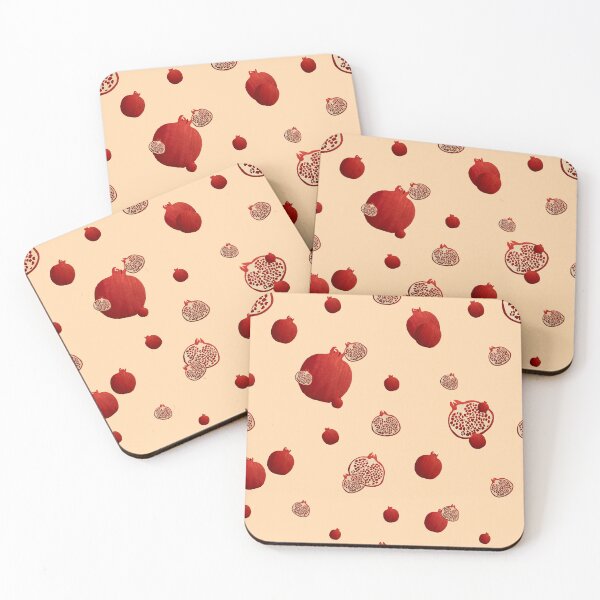 Item preview, Pomegranate red half ornate pattern a watercolor peach designed and sold by Yana Mustafina | Boho Soulful Designs.