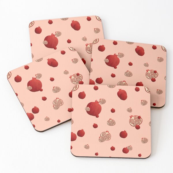 Item preview, Pomegranate red half ornate pattern a watercolor pink designed and sold by Yana Mustafina | Boho Soulful Designs.