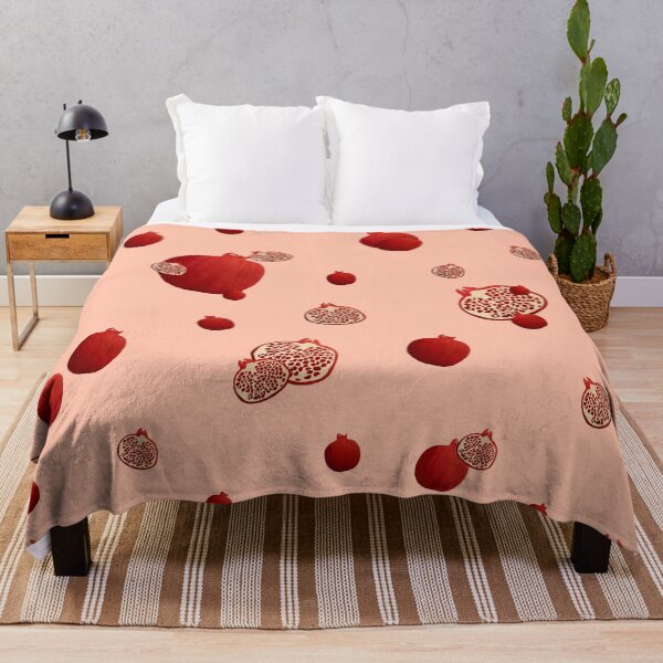 Item preview, Pomegranate red half ornate pattern a watercolor pink designed and sold by Yana Mustafina | Boho Soulful Designs.