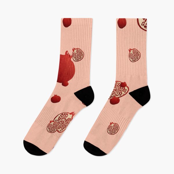 Item preview, Pomegranate red half ornate pattern a watercolor pink designed and sold by Yana Mustafina | Boho Soulful Designs.