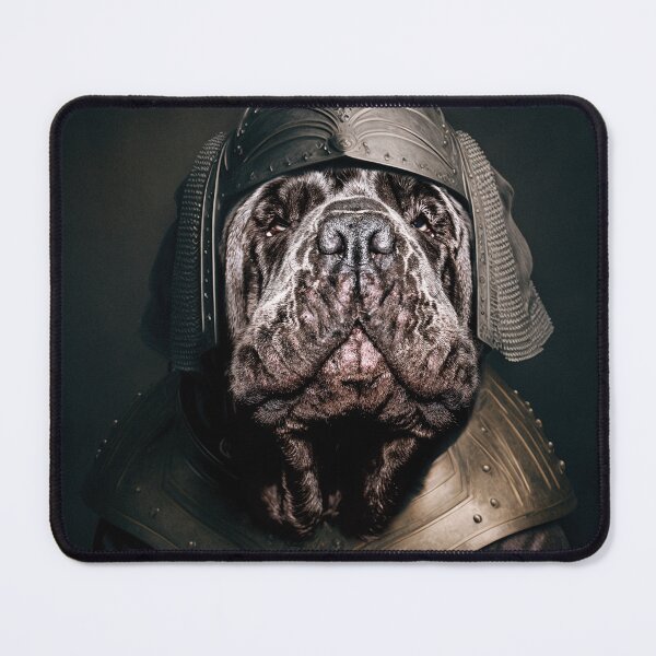 Item preview, Black neopolitan mastiff dog on armor portrait designed and sold by PimpMyPet.