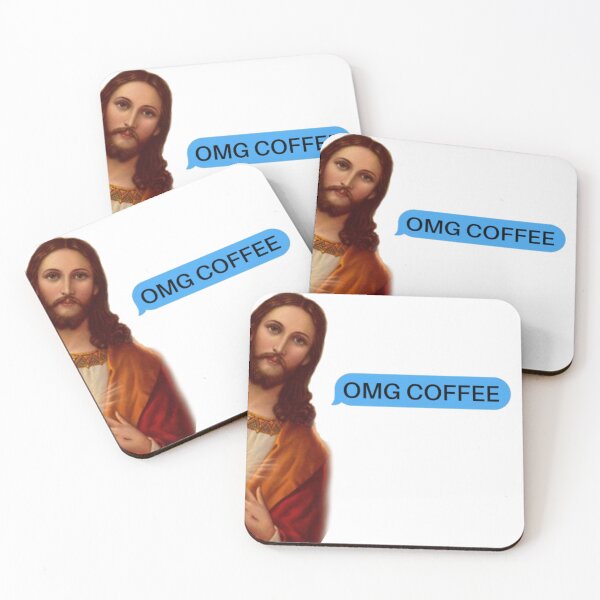 Item preview, OMG COFFEE Jesus Christ funny meme - hydro stickers designed and sold by Piont-blank.