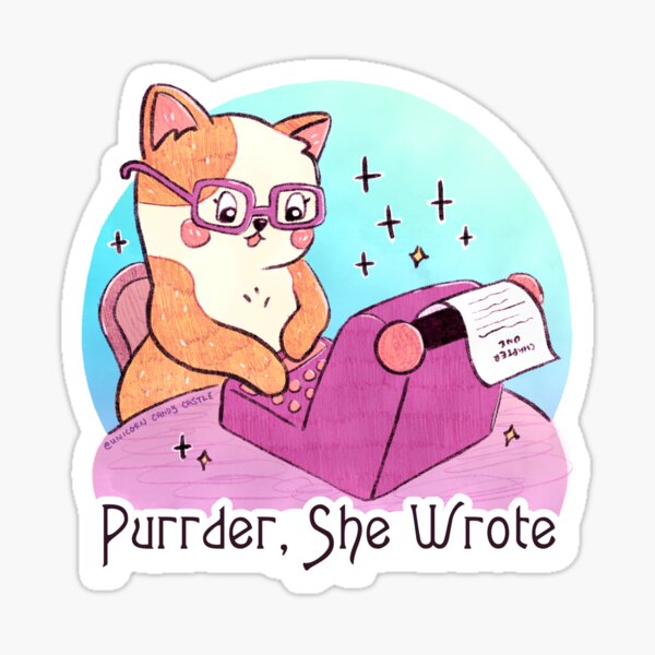 Vista previa del artículo con la obra «Purrder She Wrote - Jessica Fletcher Asesinato Ella escribió Cat», diseñado y vendido por UnicornCandyCas.