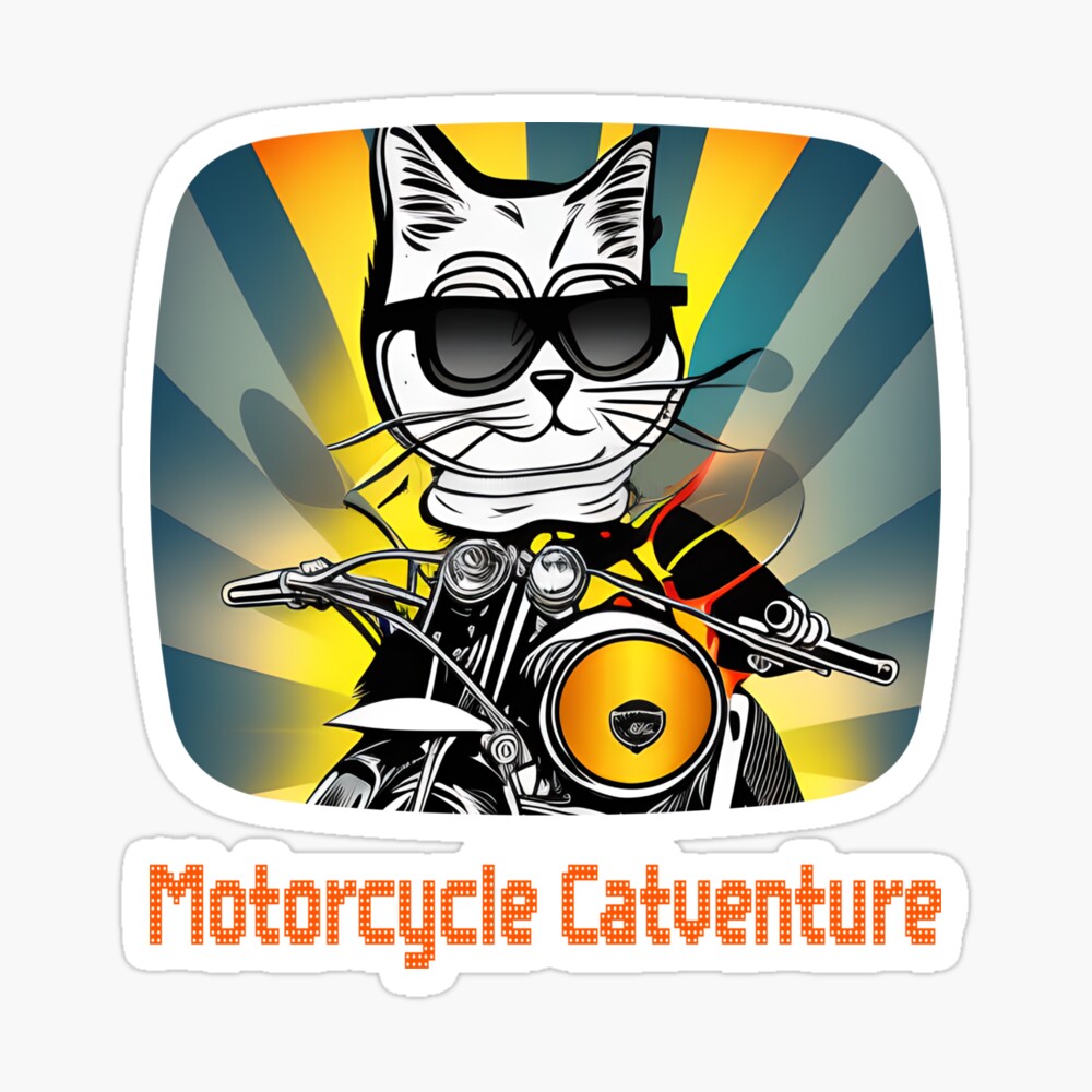 Motorcycle Catventure - Funny Cat on a Blue Motorcycle Kids T-Shirt by LV-creator