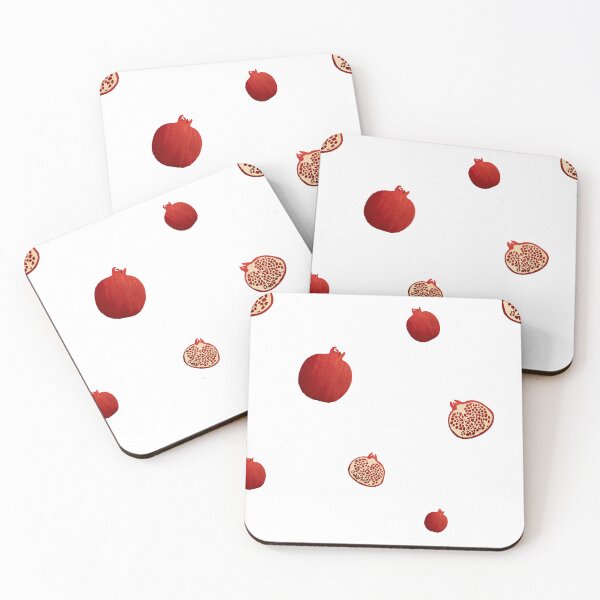 Item preview, Pomegranate red half simple pattern a watercolor designed and sold by Yana Mustafina | Boho Soulful Designs.
