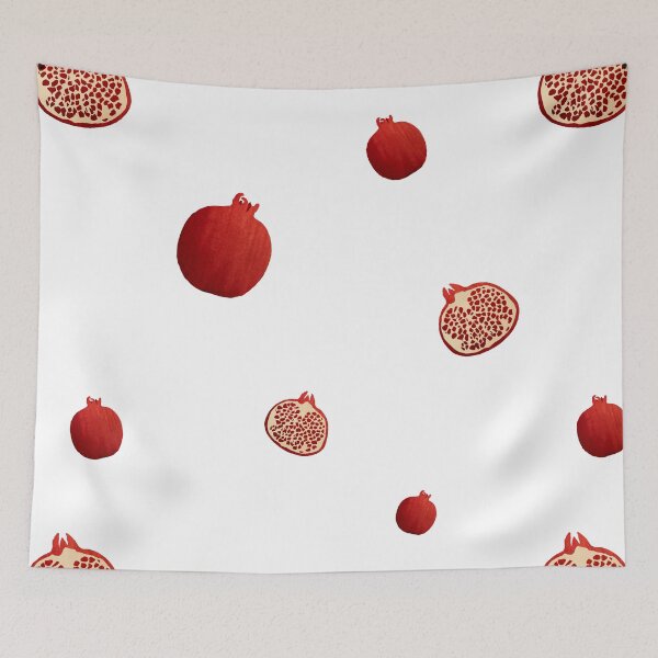 Item preview, Pomegranate red half simple pattern a watercolor designed and sold by Yana Mustafina | Boho Soulful Designs.