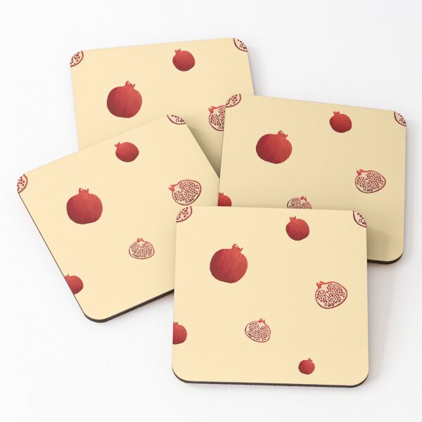 Item preview, Pomegranate red half simple pattern a watercolor yellow designed and sold by Yana Mustafina | Boho Soulful Designs.