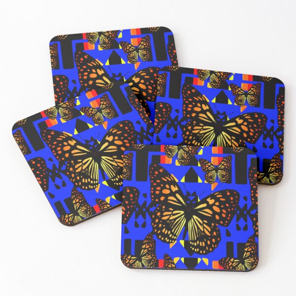 Item preview, Blue / Black / Fire Color  Native Butterfly Blanket Print  designed and sold by JMWCD.