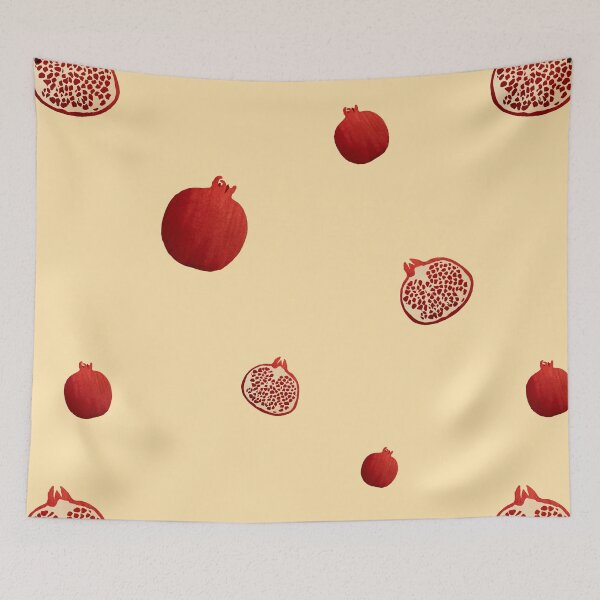 Item preview, Pomegranate red half simple pattern a watercolor yellow designed and sold by Yana Mustafina | Boho Soulful Designs.
