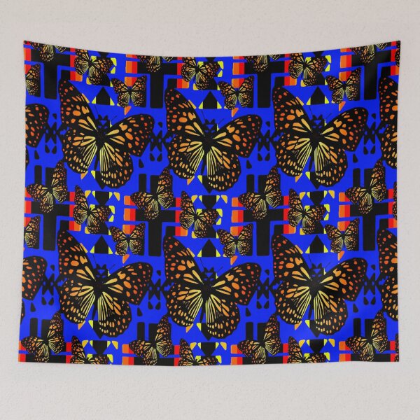 Item preview, Blue / Black / Fire Color  Native Butterfly Blanket Print  designed and sold by JMWCD.