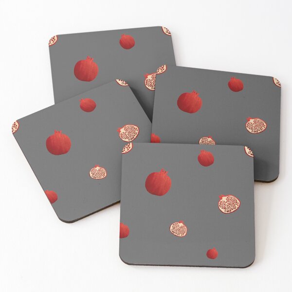 Item preview, Pomegranate red half simple pattern a watercolor grey designed and sold by Yana Mustafina | Boho Soulful Designs.