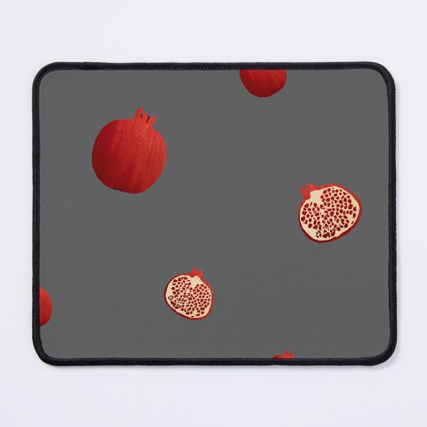 Item preview, Pomegranate red half simple pattern a watercolor grey designed and sold by Yana Mustafina | Boho Soulful Designs.