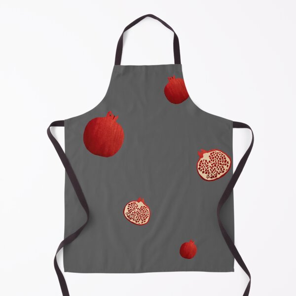 Item preview, Pomegranate red half simple pattern a watercolor grey designed and sold by Yana Mustafina | Boho Soulful Designs.