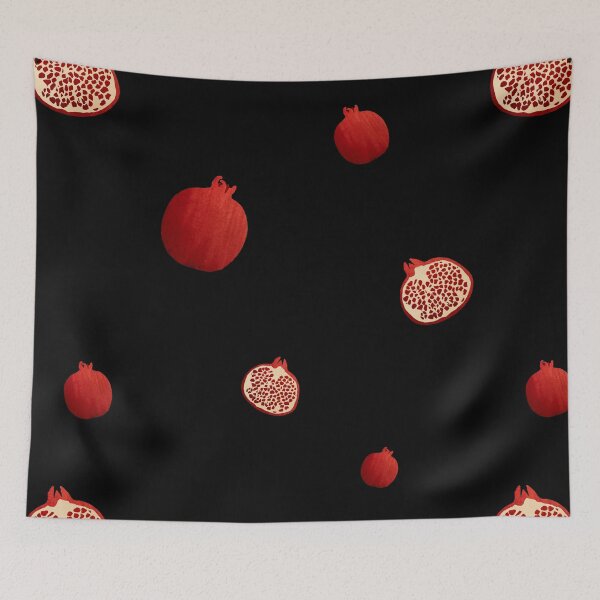 Item preview, Pomegranate red half simple pattern a watercolor black designed and sold by Yana Mustafina | Boho Soulful Designs.