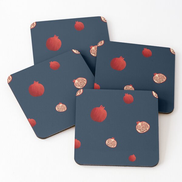 Item preview, Pomegranate red half simple pattern a watercolor blue designed and sold by Yana Mustafina | Boho Soulful Designs.