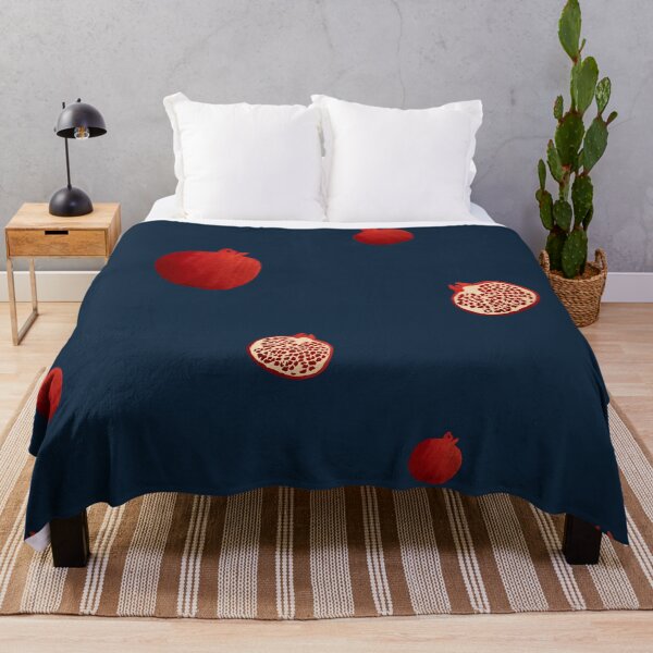 Item preview, Pomegranate red half simple pattern a watercolor blue designed and sold by Yana Mustafina | Boho Soulful Designs.