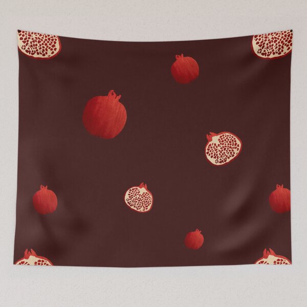 Item preview, Pomegranate red half simple pattern a watercolor red designed and sold by Yana Mustafina | Boho Soulful Designs.