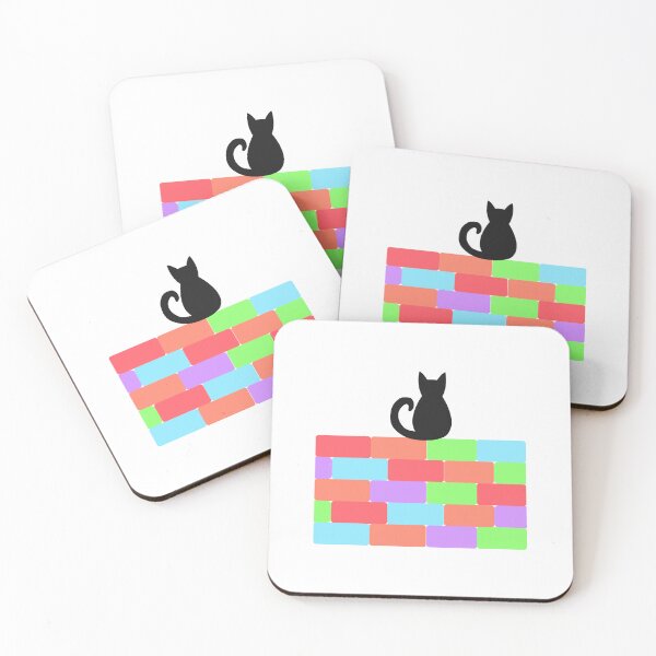 Item preview, Cute Black Cat Sitting on a Rainbow Brick Wall designed and sold by Aerodin.
