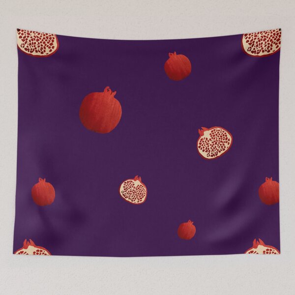 Item preview, Pomegranate red half simple pattern a watercolor violet designed and sold by Yana Mustafina | Boho Soulful Designs.