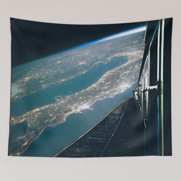 Item preview, Space Train Station Railway Photo Manipulation surreal art designed and sold by MAEffects.
