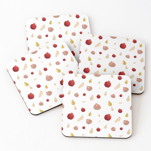 Item preview, Pomegranate pear half ornate pattern a watercolor  designed and sold by Yana Mustafina | Boho Soulful Designs.