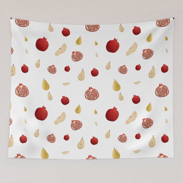 Item preview, Pomegranate pear half ornate pattern a watercolor  designed and sold by Yana Mustafina | Boho Soulful Designs.