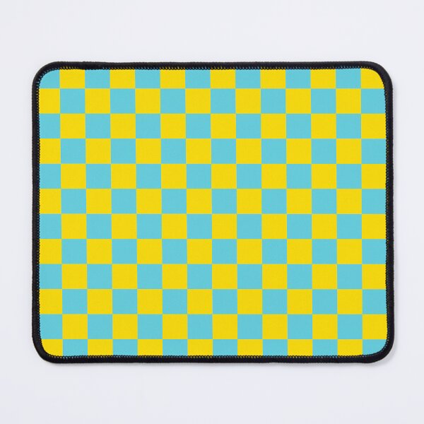 Item preview, Fun Check Checkered Checked Retro Modern Checkerboard Pattern in Bright Cyan Blue and Yellow designed and sold by kierkegaard.