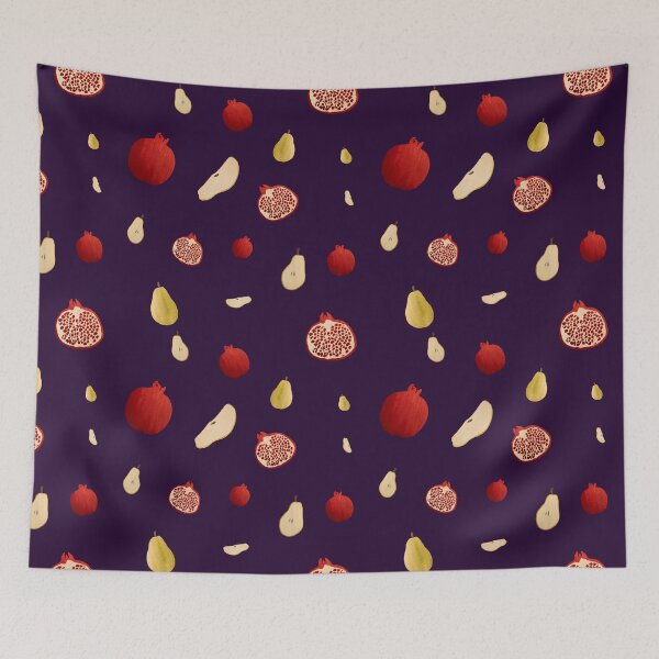 Item preview, Pomegranate pear half ornate pattern a watercolor violet designed and sold by Yana Mustafina | Boho Soulful Designs.