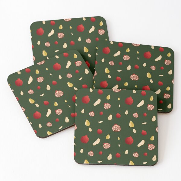 Item preview, Pomegranate pear half ornate pattern a watercolor green designed and sold by Yana Mustafina | Boho Soulful Designs.
