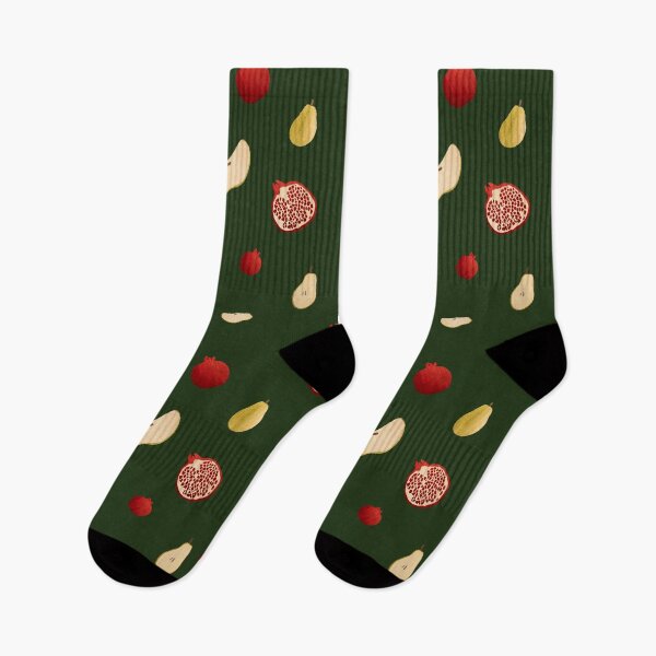 Item preview, Pomegranate pear half ornate pattern a watercolor green designed and sold by Yana Mustafina | Boho Soulful Designs.