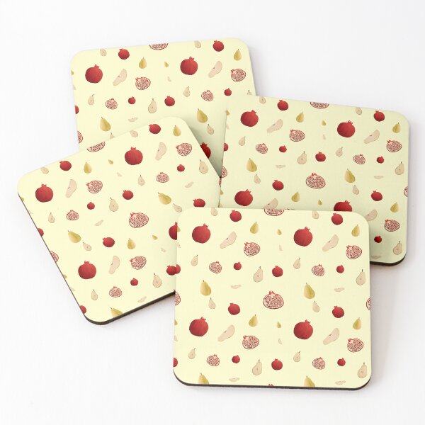 Item preview, Pomegranate pear half ornate pattern a watercolor yellow designed and sold by Yana Mustafina | Boho Soulful Designs.