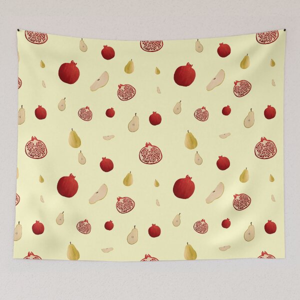 Item preview, Pomegranate pear half ornate pattern a watercolor yellow designed and sold by Yana Mustafina | Boho Soulful Designs.