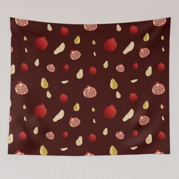 Item preview, Pomegranate pear half ornate pattern a watercolor red designed and sold by Yana Mustafina | Boho Soulful Designs.