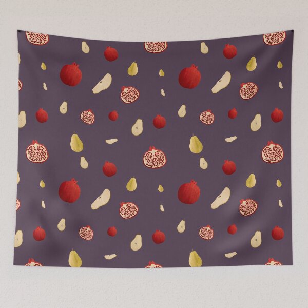 Item preview, Pomegranate pear half ornate pattern a watercolor purple designed and sold by Yana Mustafina | Boho Soulful Designs.