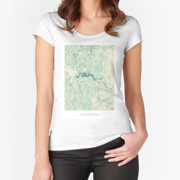 Canberra Map Blue Vintage Fitted Scoop T-Shirt