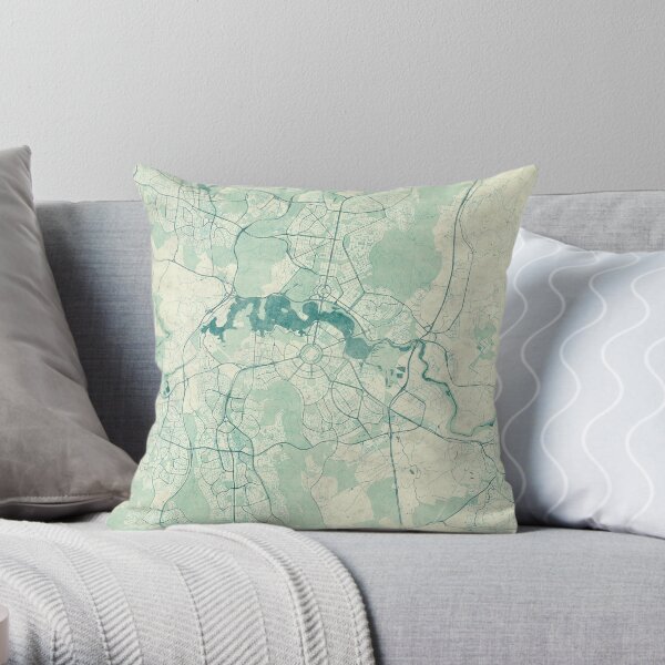 Canberra Map Blue Vintage Throw Pillow
