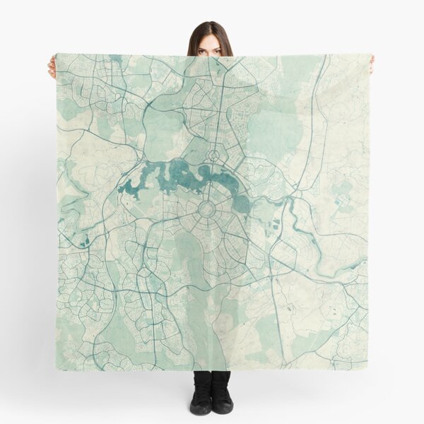 Canberra Map Blue Vintage Scarf