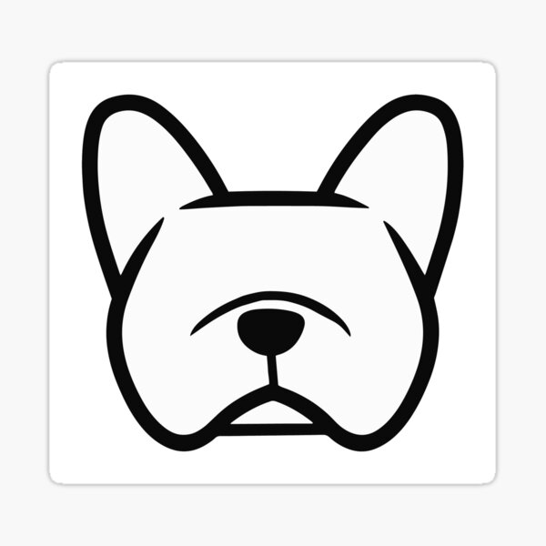 "Frenchie dog face in bold black and white classic French Bulldog" Sticker by smooshfaceutd