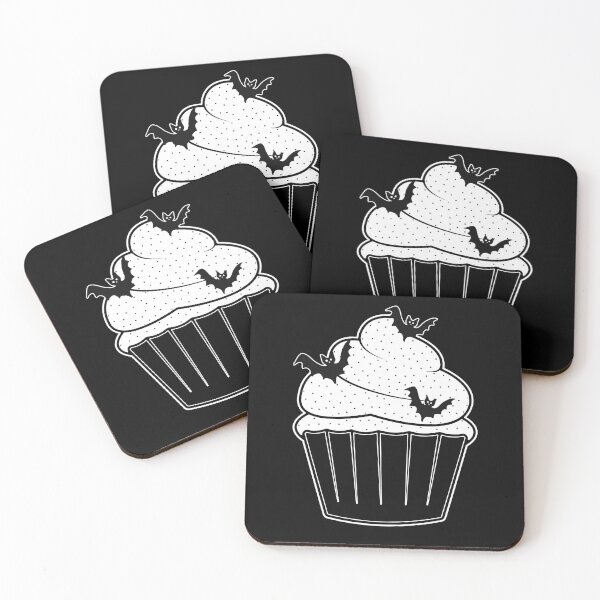 Item preview, Black Cupcake Pastry Lover Baked Goods Dot Pattern Goth Bats Sweets designed and sold by SoccaTamam.