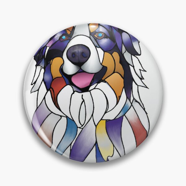 Item preview, Australian shepherd stained glass Aussie dog designed and sold by Oohshinythings.
