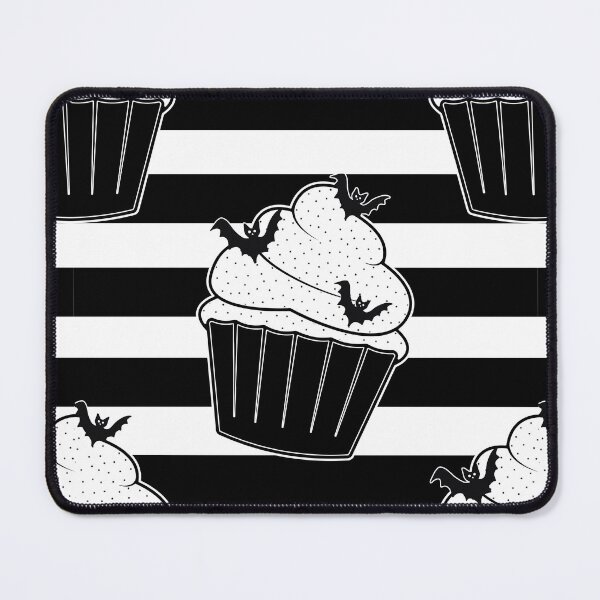 Item preview, Black Cupcake Pastry Lover Black White Stripes Pattern Goth Bats Sweets designed and sold by SoccaTamam.