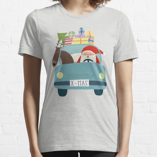 Weihnachtsmann und Rentier im Auto Essential T-Shirt